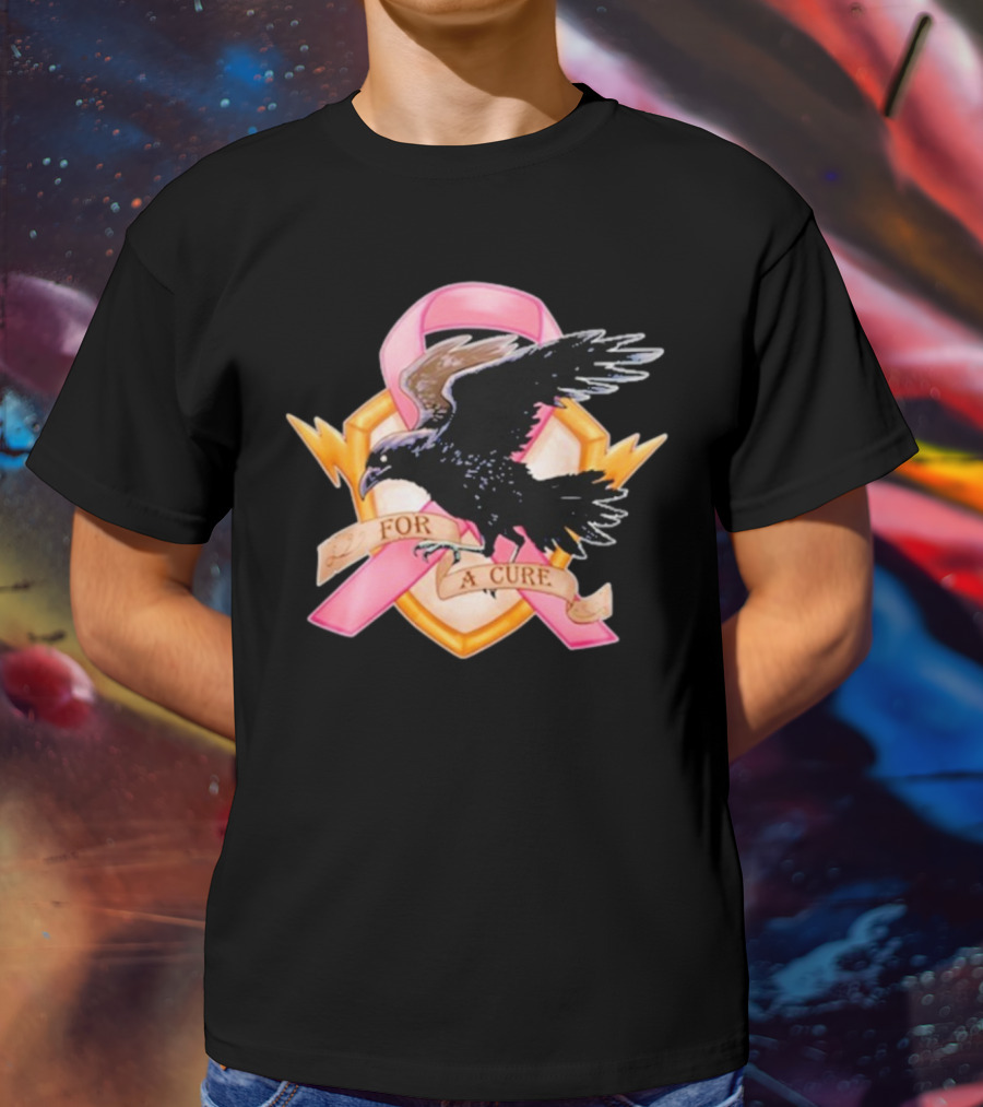 Jordan Crowe Breast Cancer Awareness Pink Ribbon Crow T-Shirt