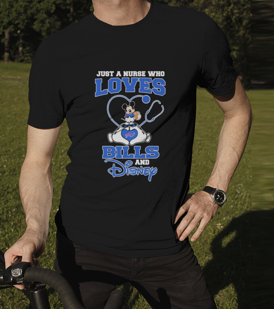 Just A Nurse Who Loves Buffalo Bills Mickey Mouse Disney Stethoscope T-Shirt