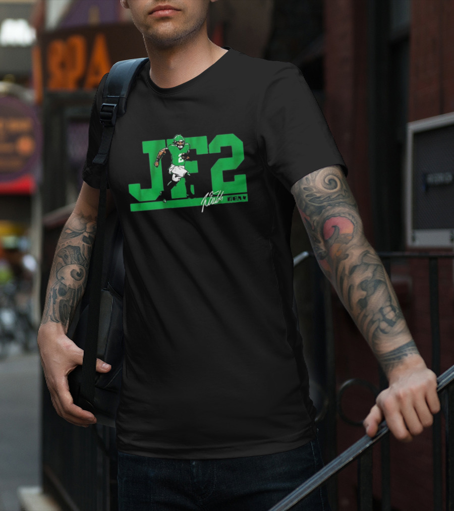 JF2 Justin Fields Green Running Back Number 2 Signature T-Shirt