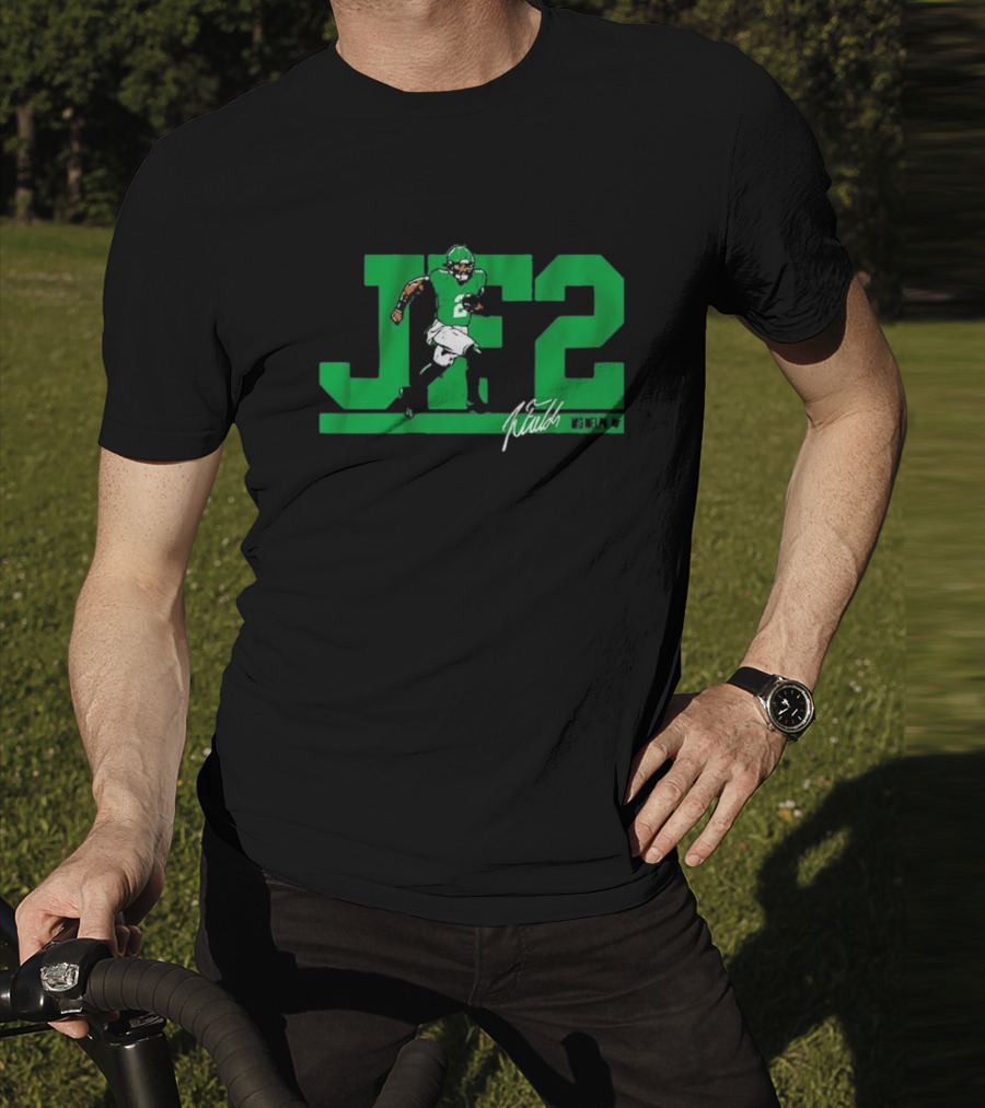 JF2 Justin Fields Green Running Back Number 2 Signature T-Shirt