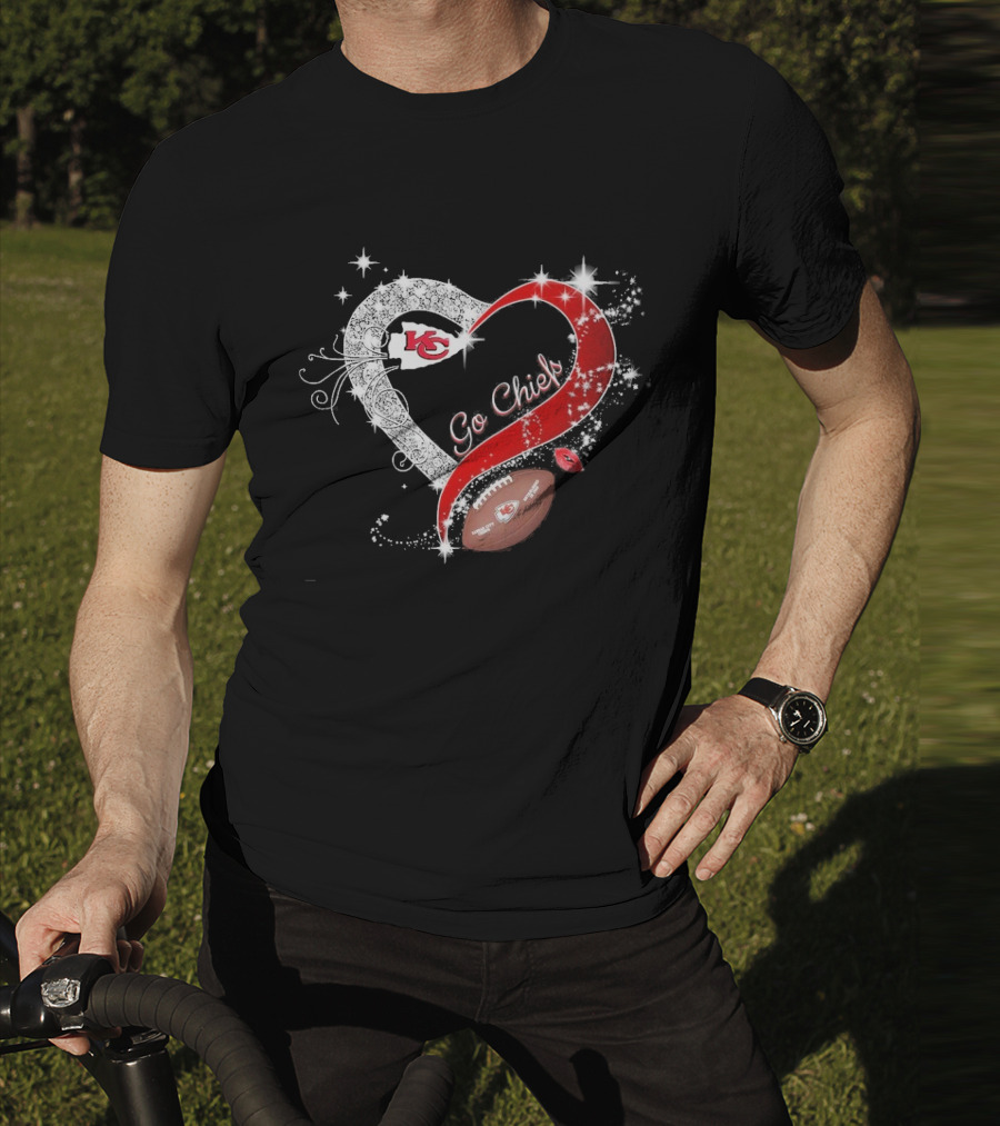 Kansas City Chiefs Heart Shape Football Go Chiefs T-Shirt
