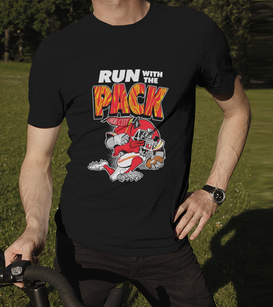 Run With The Pack Kansas City Chiefs KC Wolf 2025 T-Shirt
