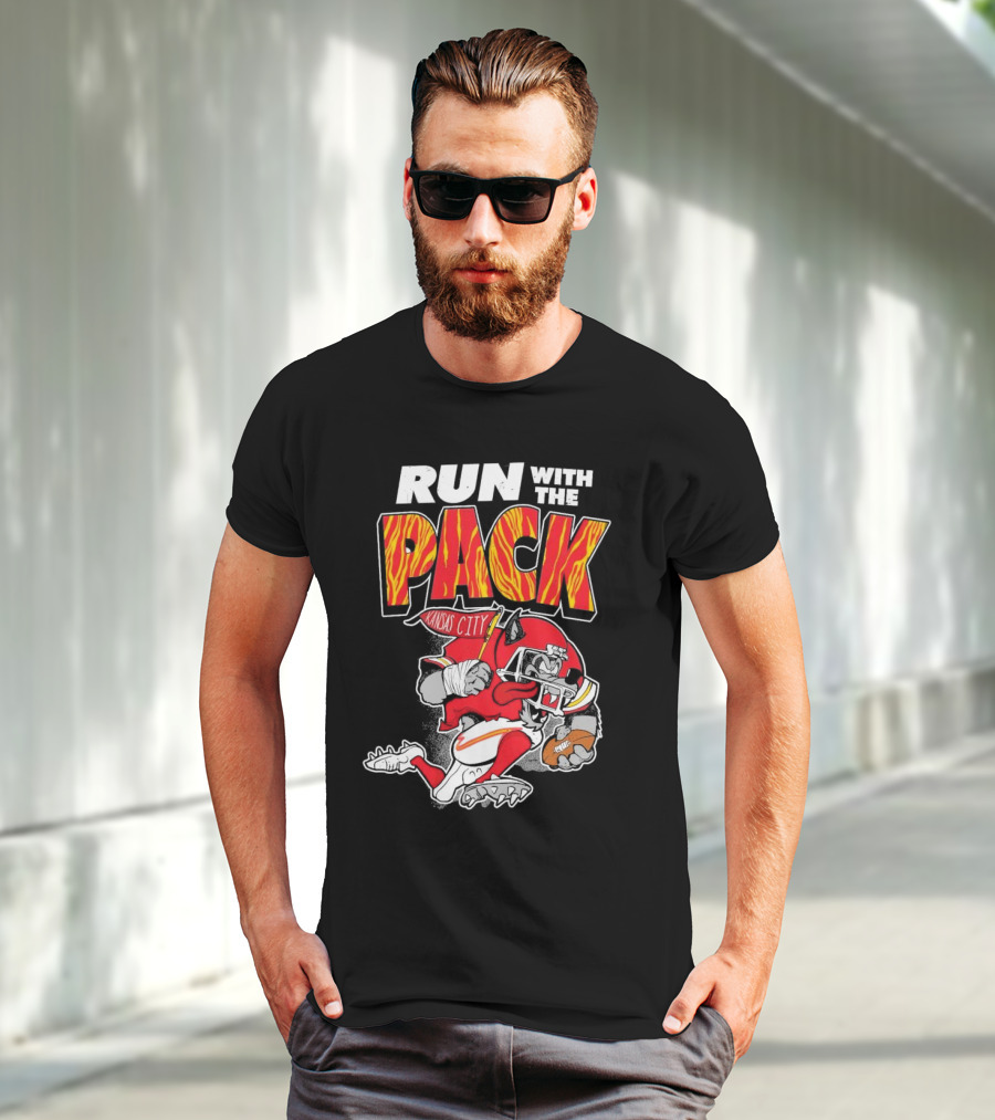 Run With The Pack Kansas City Chiefs KC Wolf 2025 T-Shirt