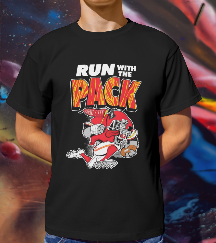 Run With The Pack Kansas City Chiefs KC Wolf 2025 T-Shirt