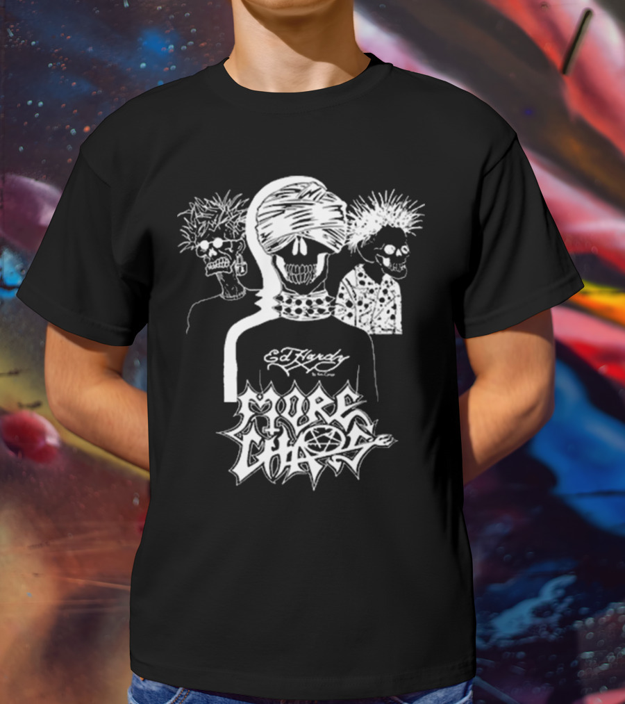 Ken Carson Ed Hardy More Chaos Friends Skulls Retro Punk Style T-Shirt