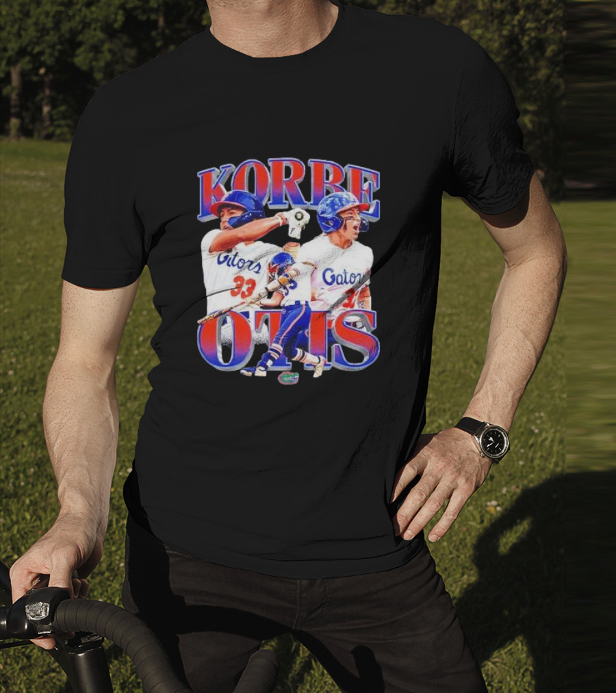 Korbe Otis Florida Gators Softball Player 33 Gators Blue Helmet Collage T-Shirt