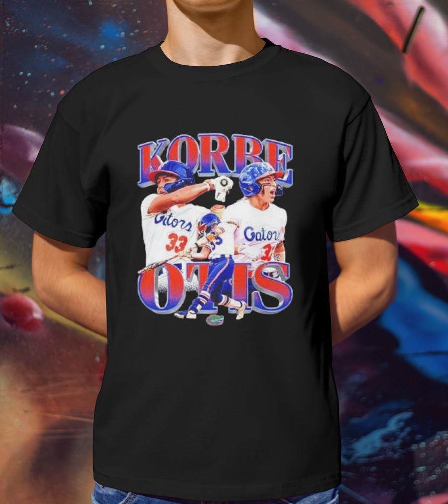 Korbe Otis Florida Gators Softball Player 33 Gators Blue Helmet Collage T-Shirt