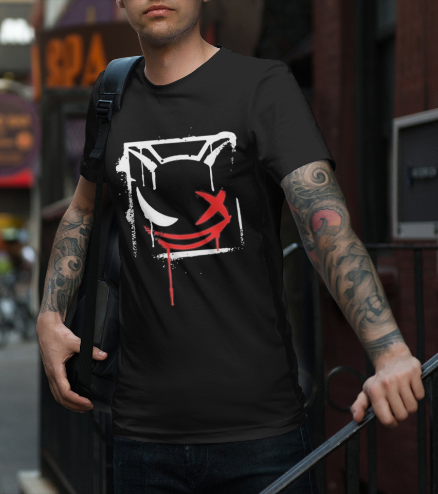 Kreekcraft Graffiti Smiling Face With Dripping Red X T-Shirt