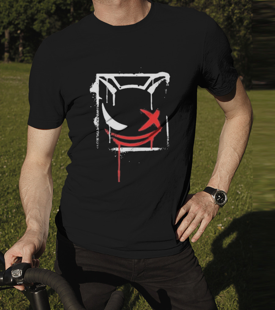 Kreekcraft Graffiti Smiling Face With Dripping Red X T-Shirt