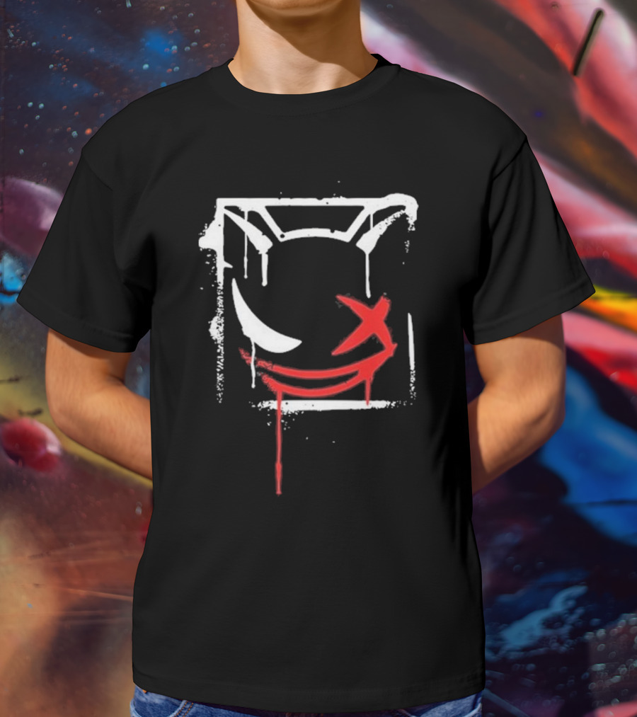 Kreekcraft Graffiti Smiling Face With Dripping Red X T-Shirt
