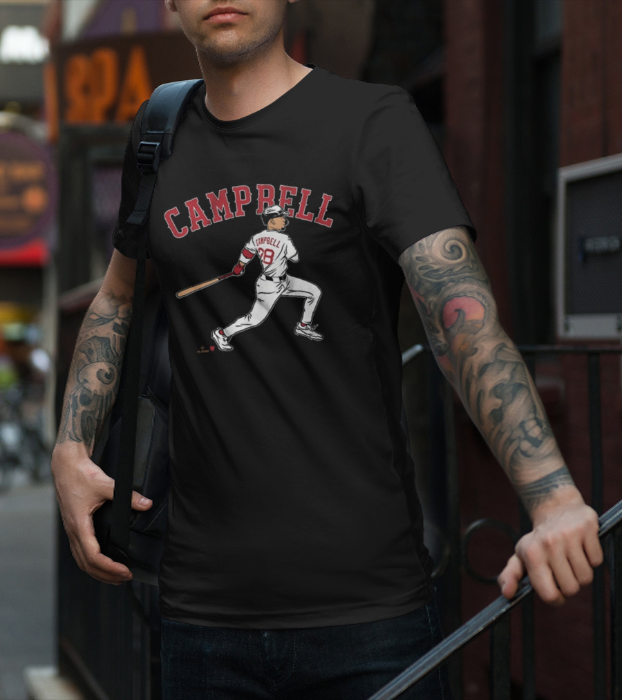 CAMPBELL 28 Baseball Player Swing Illustration T-Shirt