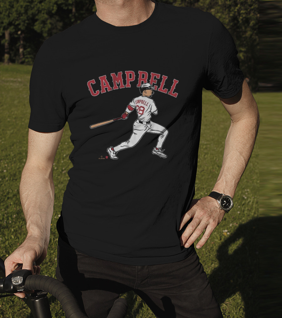 CAMPBELL 28 Baseball Player Swing Illustration T-Shirt