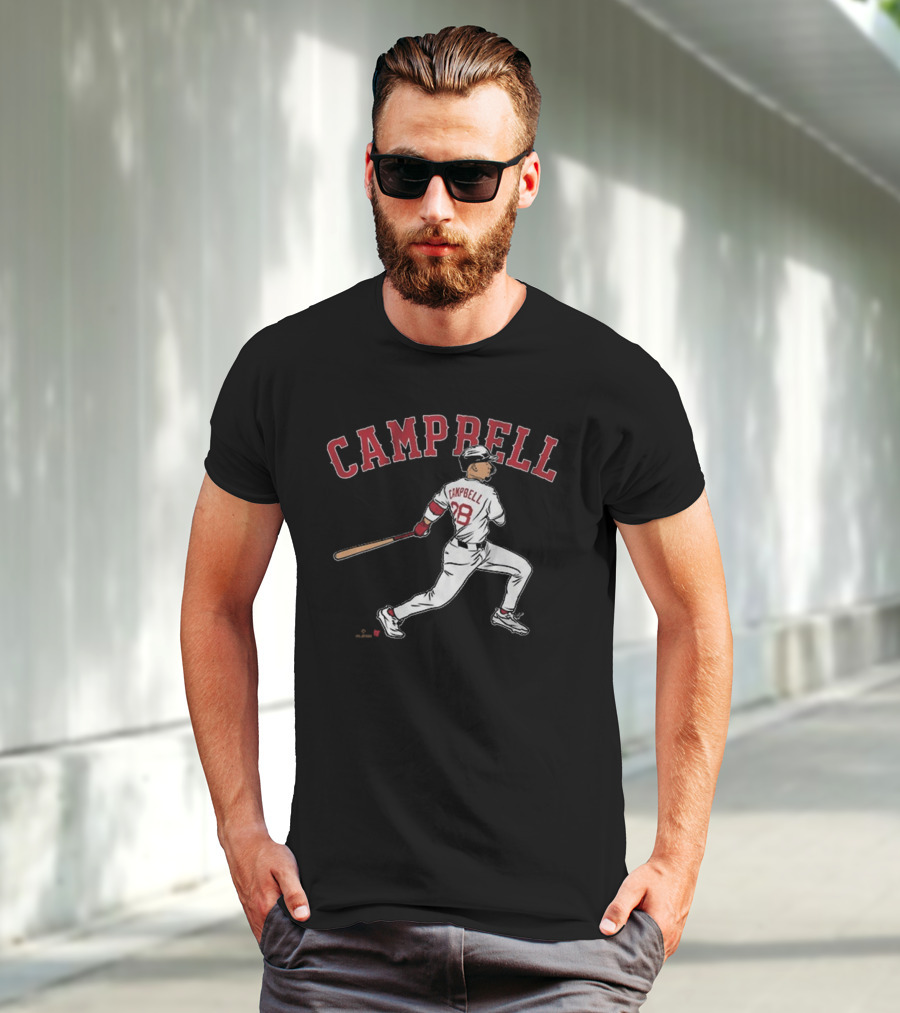 CAMPBELL 28 Baseball Player Swing Illustration T-Shirt
