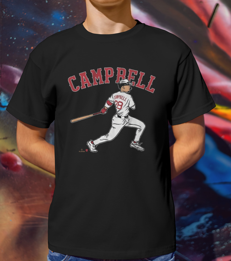 CAMPBELL 28 Baseball Player Swing Illustration T-Shirt