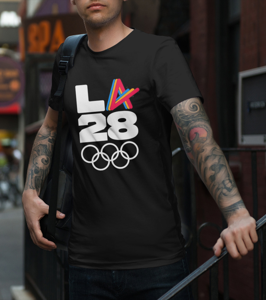 LA 2028 Olympics Multicolor Logo With Rings T-Shirt