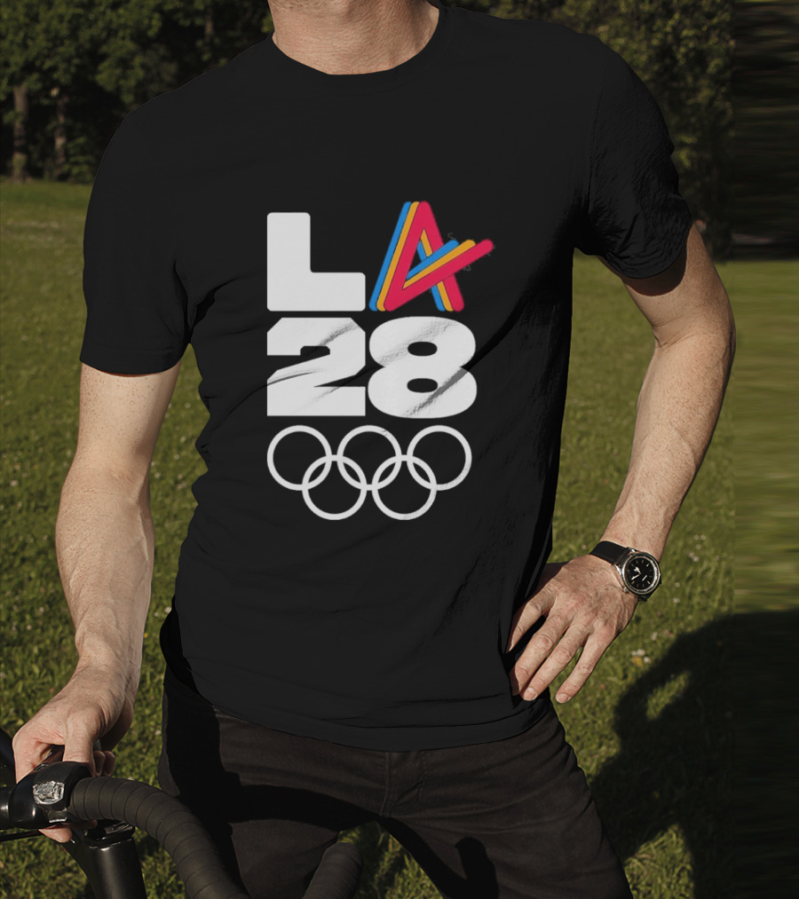 LA 2028 Olympics Multicolor Logo With Rings T-Shirt