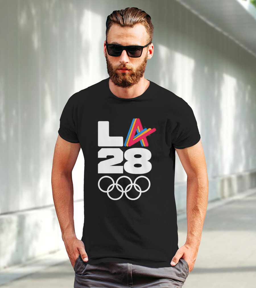 LA 2028 Olympics Multicolor Logo With Rings T-Shirt