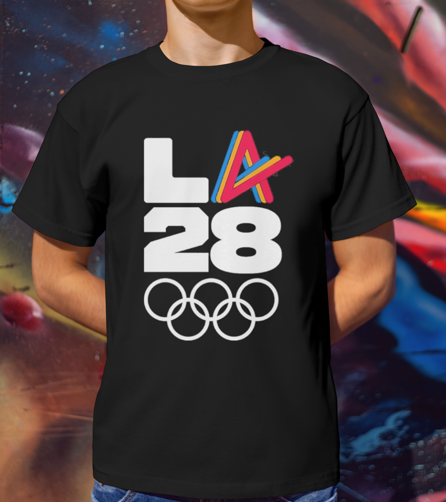 LA 2028 Olympics Multicolor Logo With Rings T-Shirt