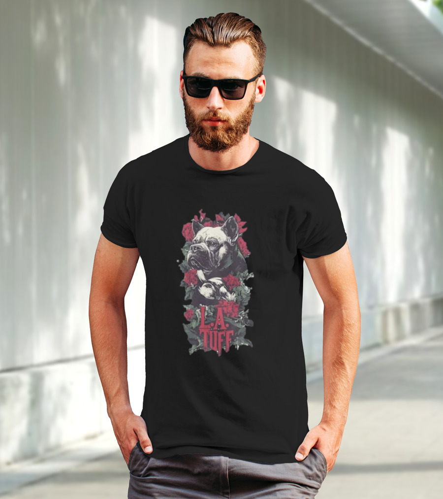 L.A. Tuff Bulldog With Roses 2025 T-Shirt