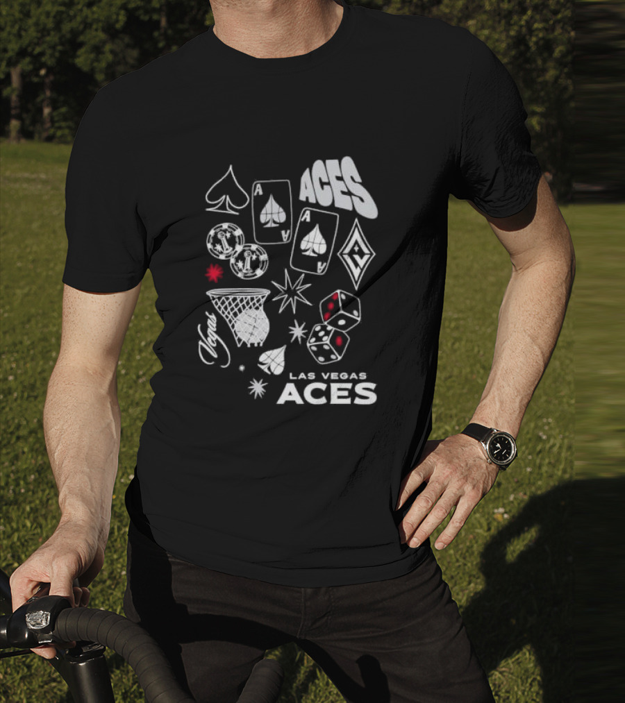 Las Vegas Aces Playing Cards Dice Basketball Hoop Casino Elements T-Shirt