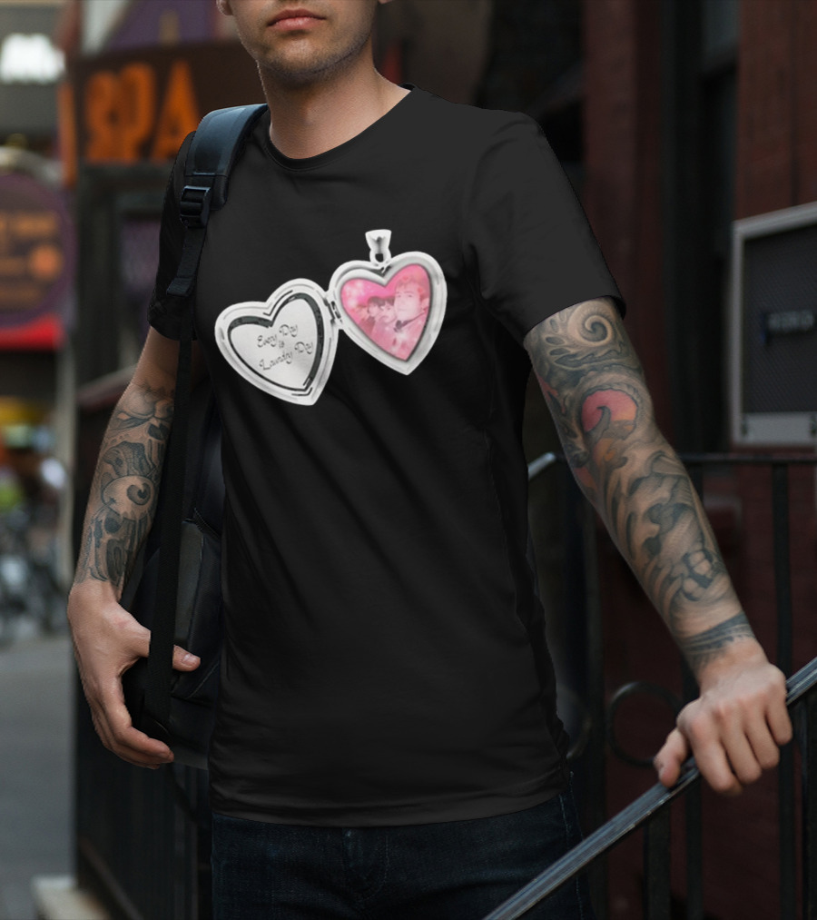 Every Day Laundry Day Heart Locket Pink Photo Charm T-Shirt
