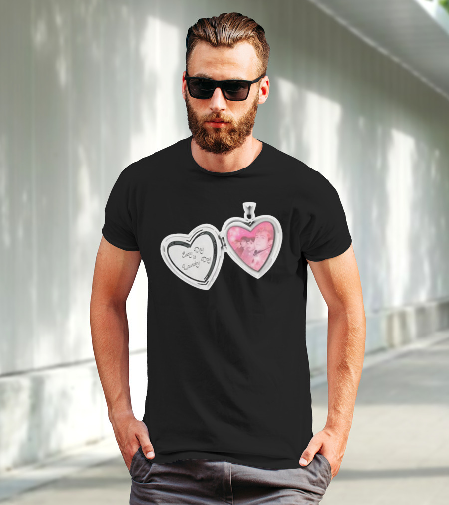 Every Day Laundry Day Heart Locket Pink Photo Charm T-Shirt