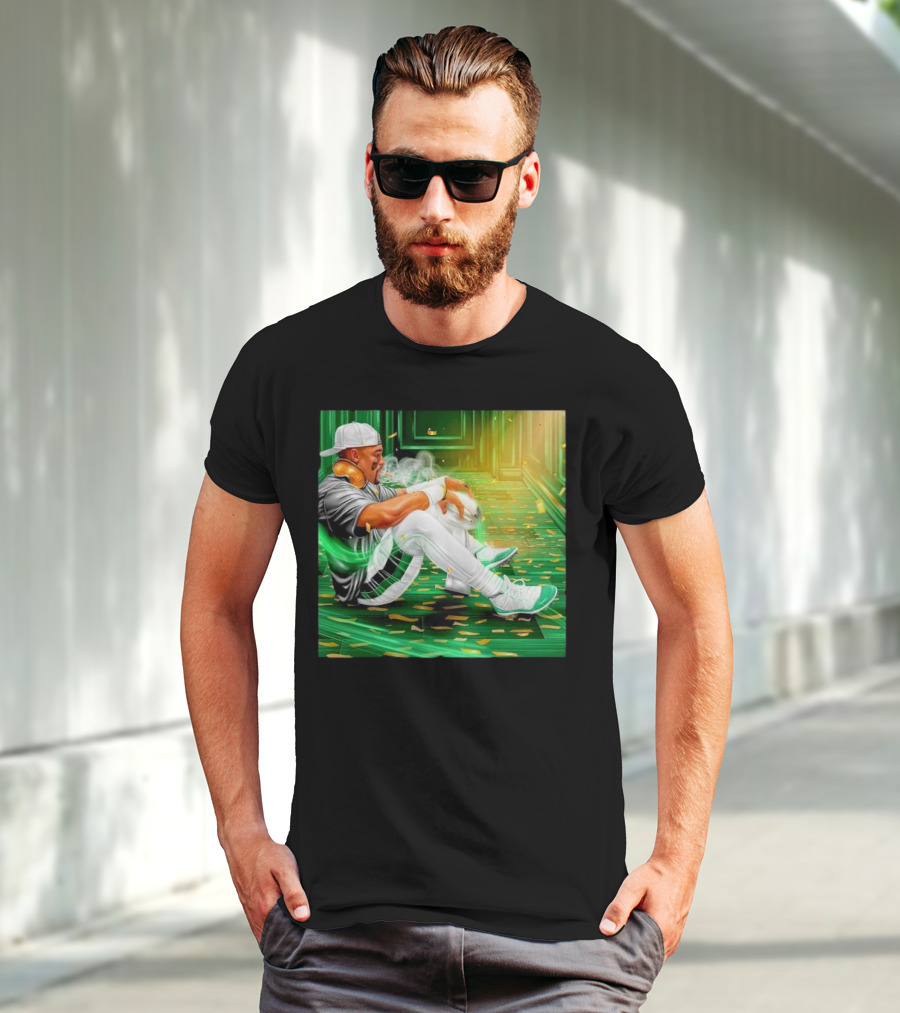 Legendary Jalen Hurts Smoking Cigar MVP Champs Celebration Green Aura T-Shirt