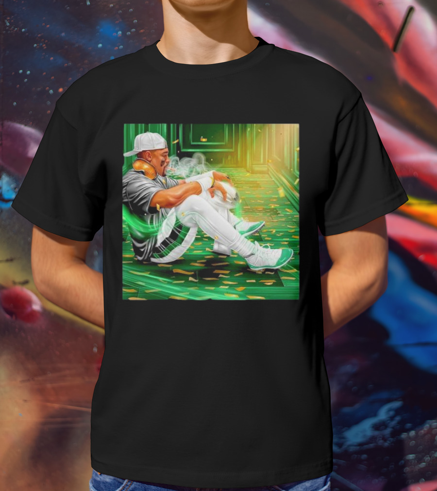 Legendary Jalen Hurts Smoking Cigar MVP Champs Celebration Green Aura T-Shirt