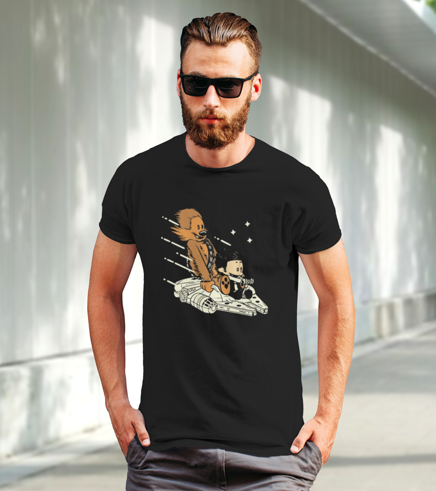Less Than 12 Parsecs Chewbacca And Calvin Style Space Adventure T-Shirt