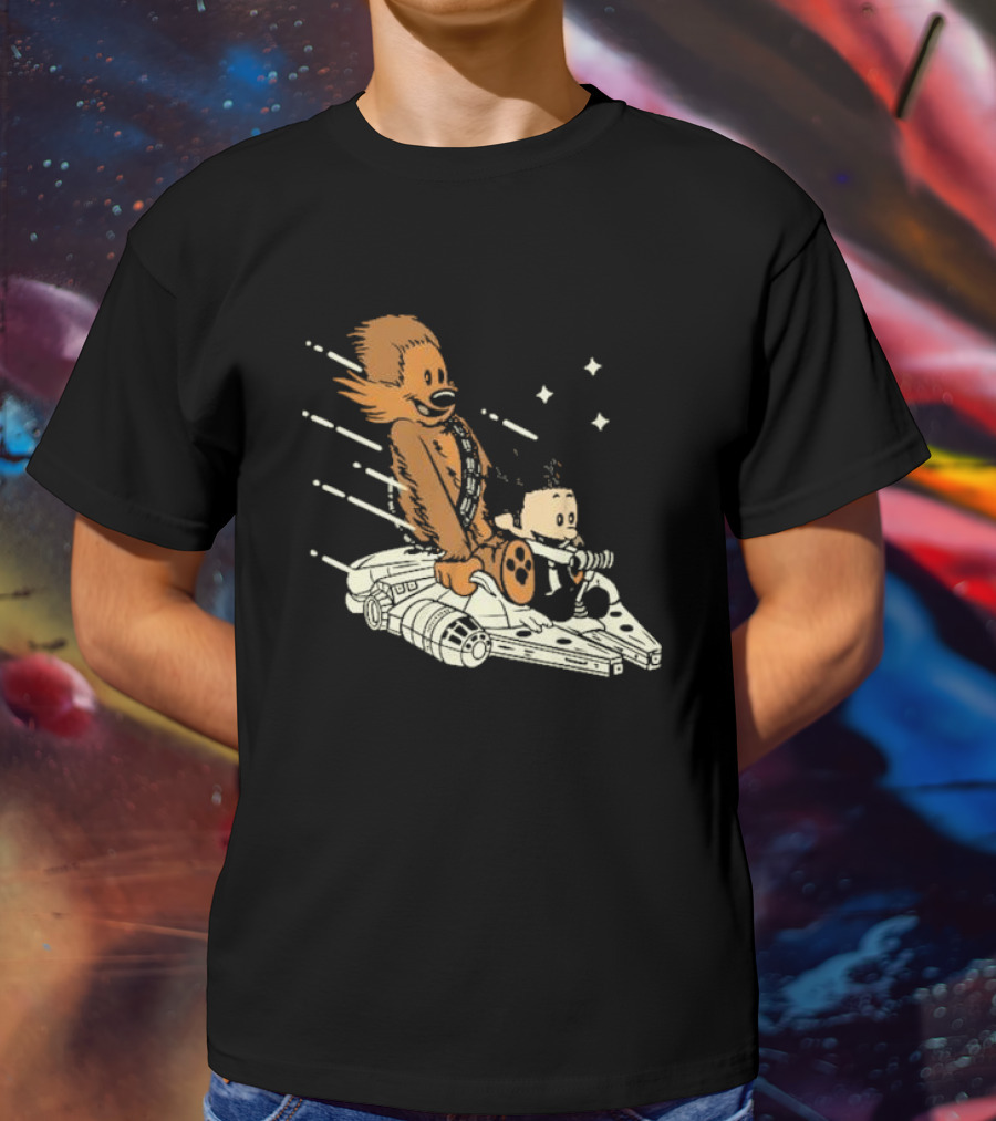 Less Than 12 Parsecs Chewbacca And Calvin Style Space Adventure T-Shirt