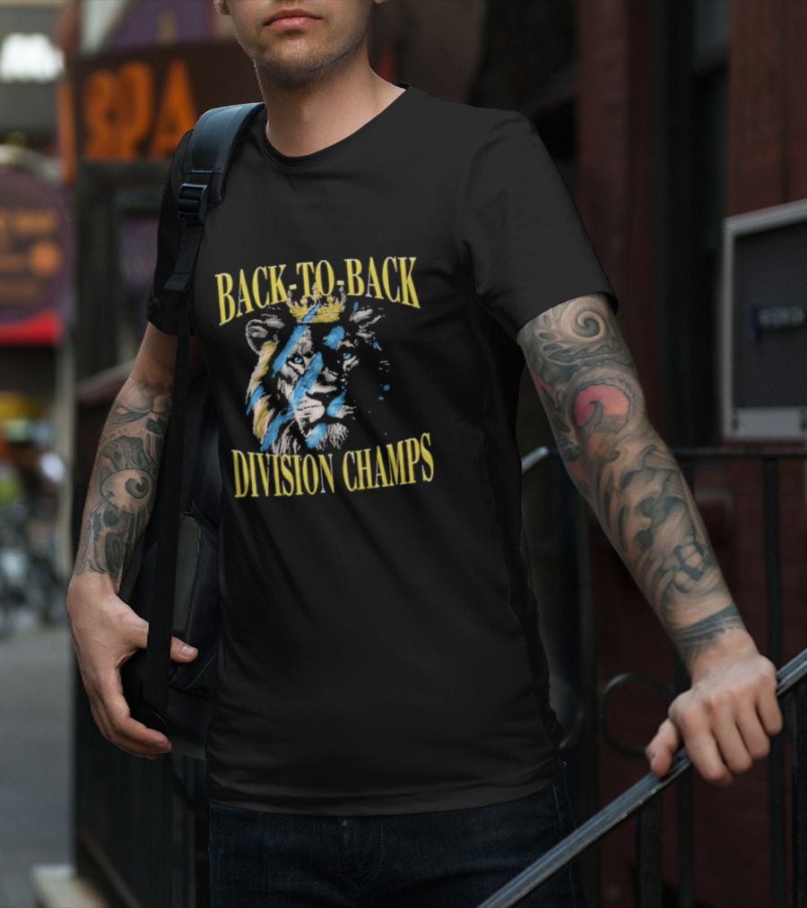 Back To Back Division Champs Lion With Crown Stripes T-Shirt