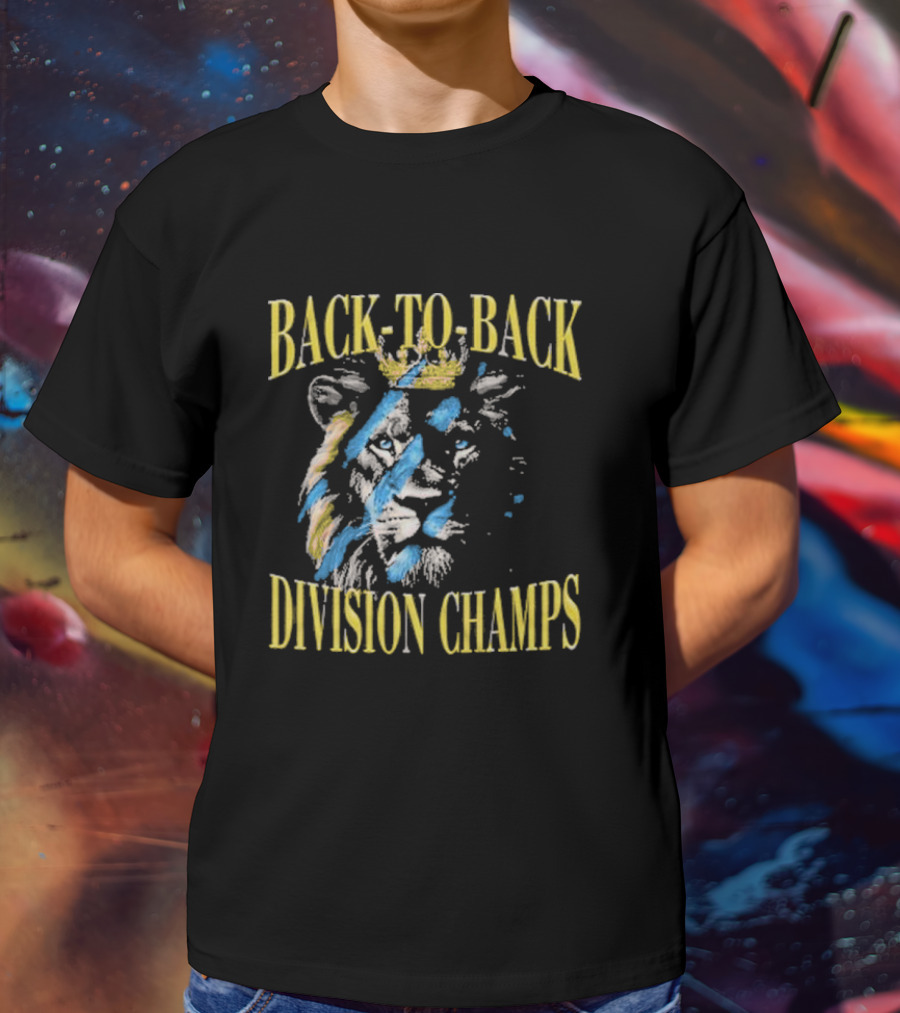 Back To Back Division Champs Lion With Crown Stripes T-Shirt