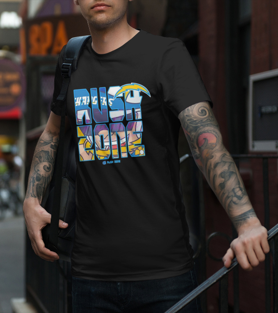 Los Angeles Chargers Rush Zone Cartoon Football T-Shirt