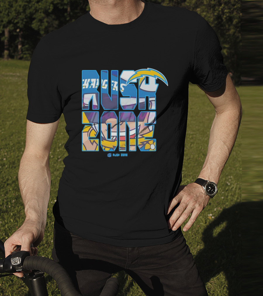 Los Angeles Chargers Rush Zone Cartoon Football T-Shirt