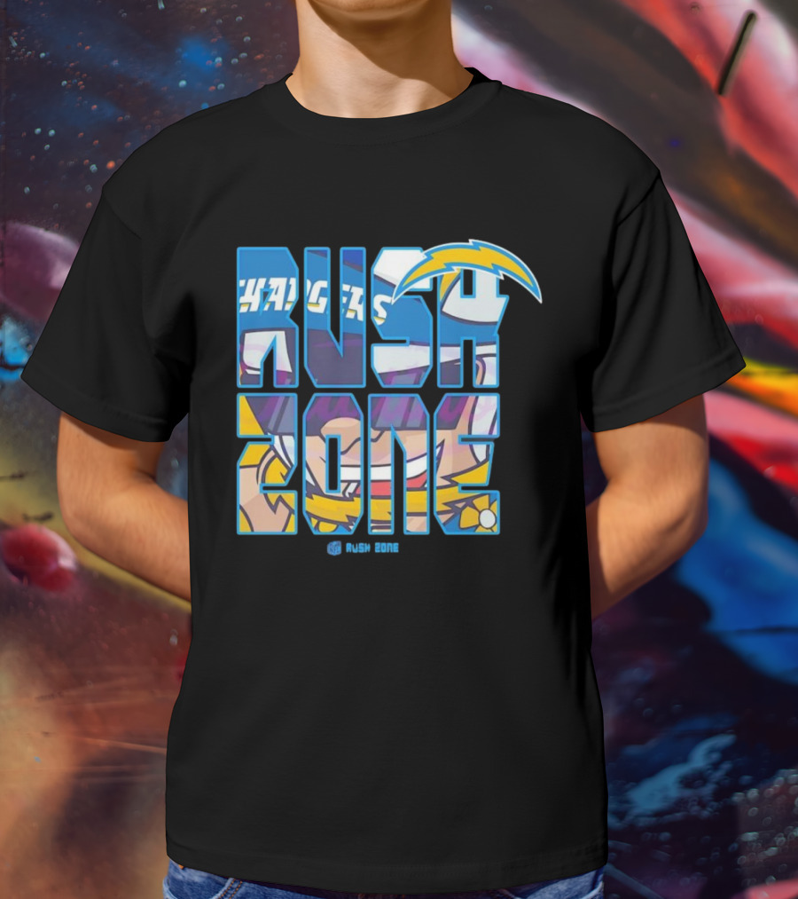 Los Angeles Chargers Rush Zone Cartoon Football T-Shirt