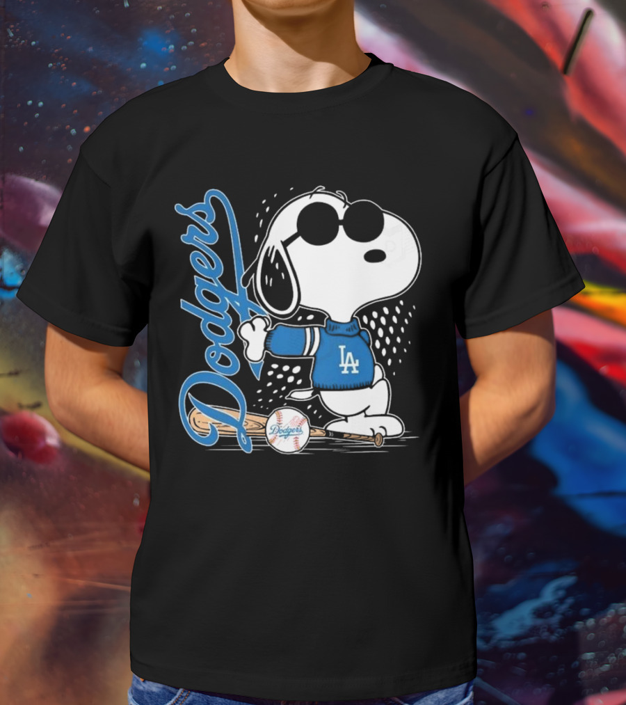 Los Angeles Dodgers Snoopy MLB 2025 Peanuts Baseball Collaboration T-Shirt