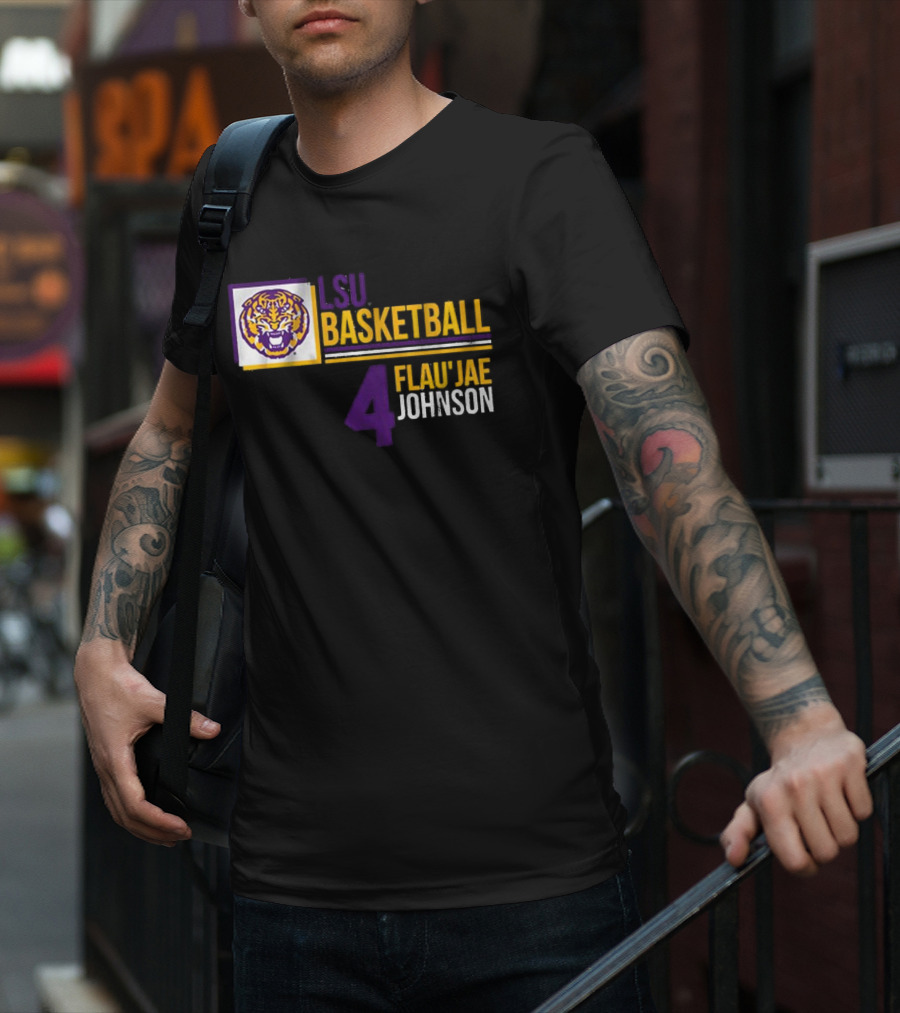 LSU Basketball Flau’Jae Johnson 4 Tiger Logo T-Shirt