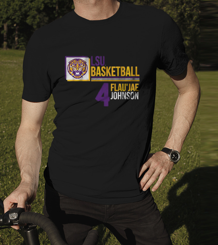 LSU Basketball Flau’Jae Johnson 4 Tiger Logo T-Shirt
