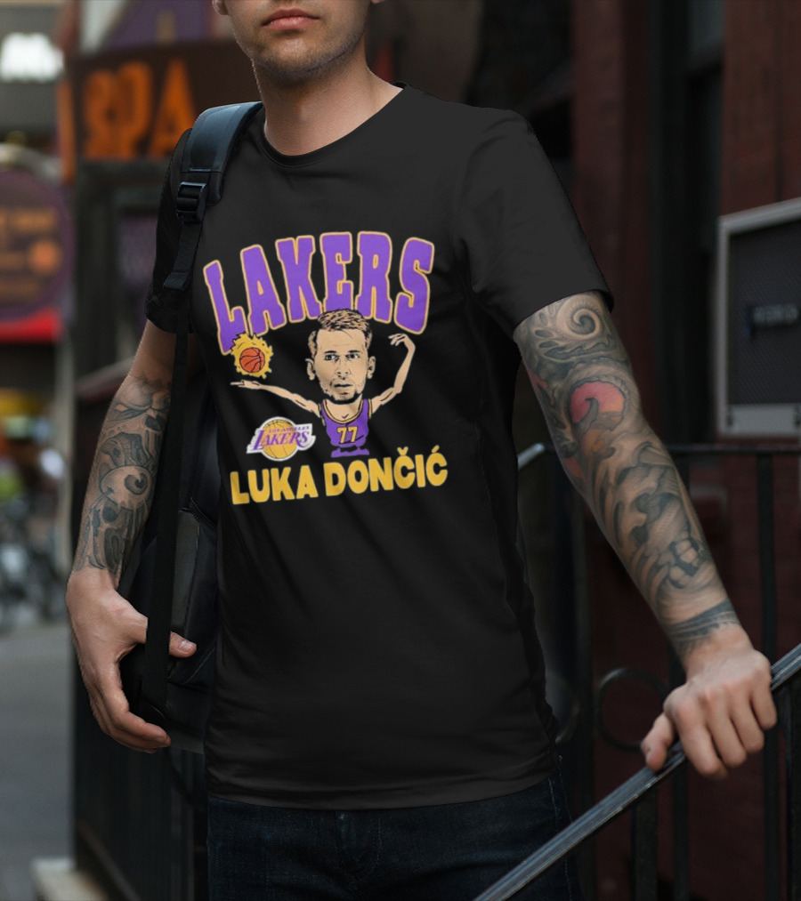Luka Dončić Los Angeles Lakers Basketball Caricature 77 T-Shirt