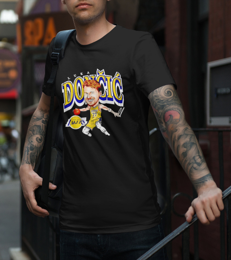 Luka Doncic Los Angeles Lakers Cartoon Lakers Logo T-Shirt