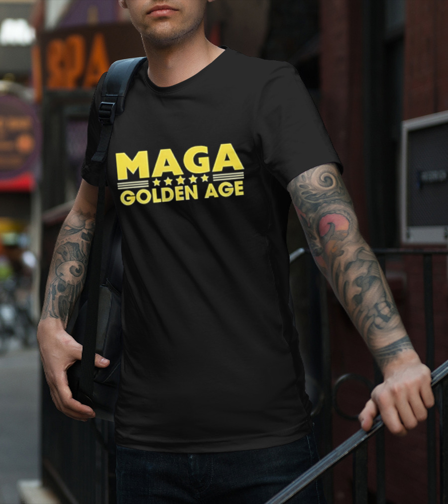 MAGAGolden Age Stars And Bold Yellow Text T-Shirt