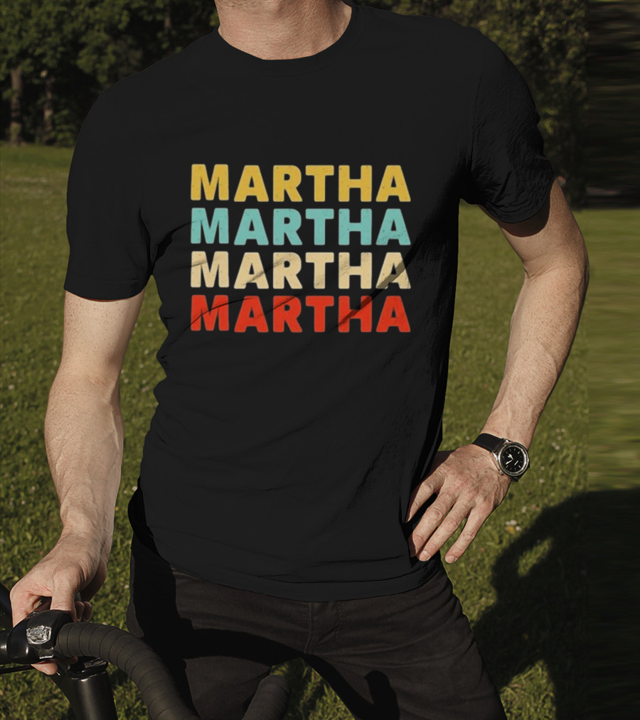 Martha Martha Martha Martha Text Graphic Colorful Block Letters T-Shirt