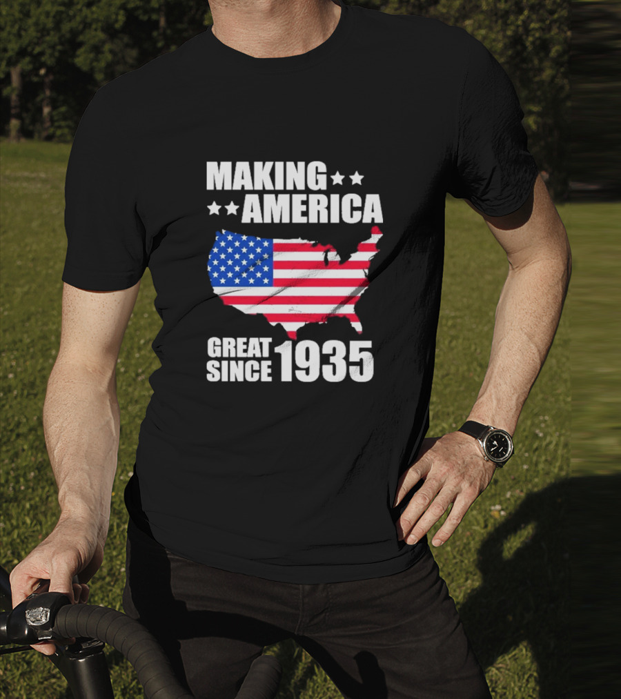 Making America Great Since 1935 USA Flag Map Stars T-Shirt