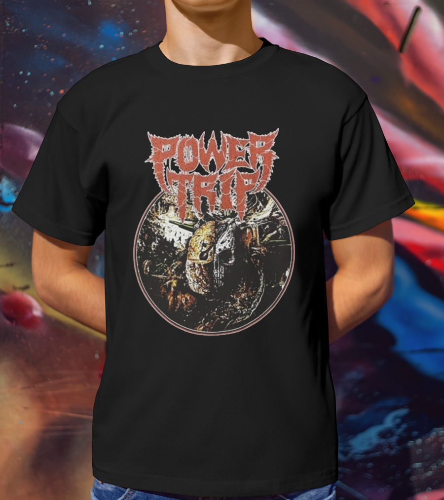 Power Trip Manifest Decimation Saw Blade Skull Circle T-Shirt