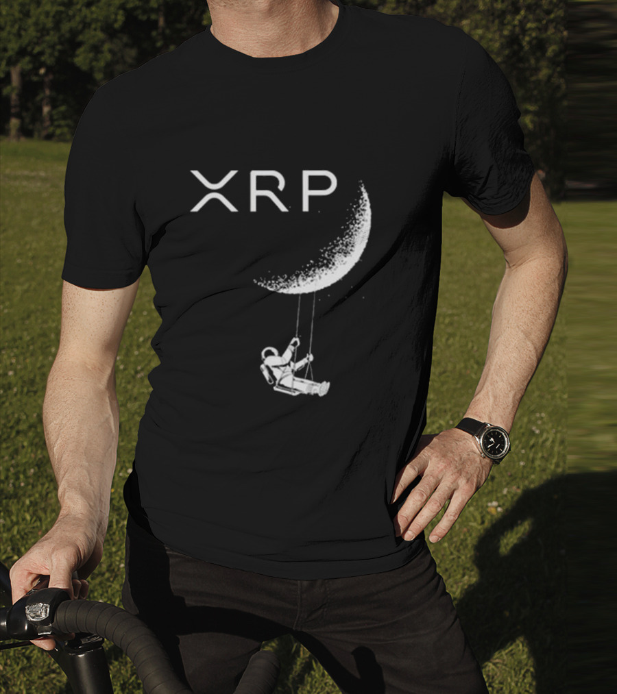 XRP Crypto Astronaut Swinging On Moon T-Shirt