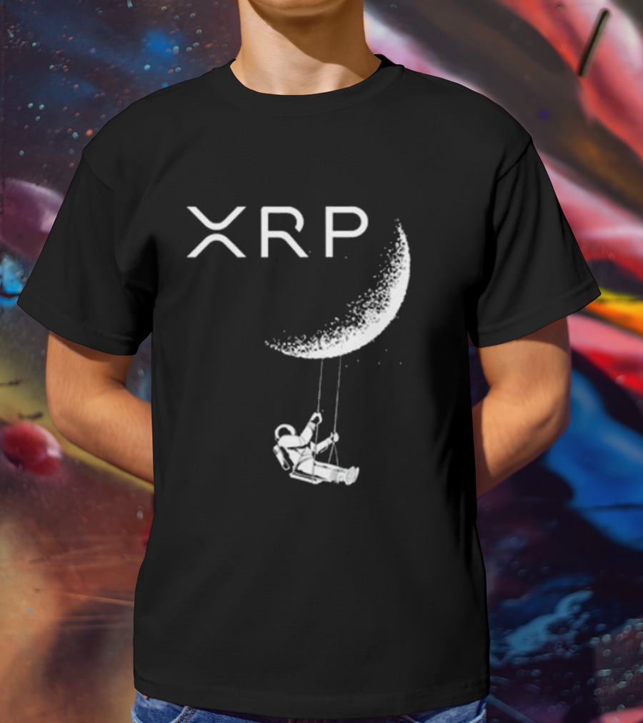 XRP Crypto Astronaut Swinging On Moon T-Shirt