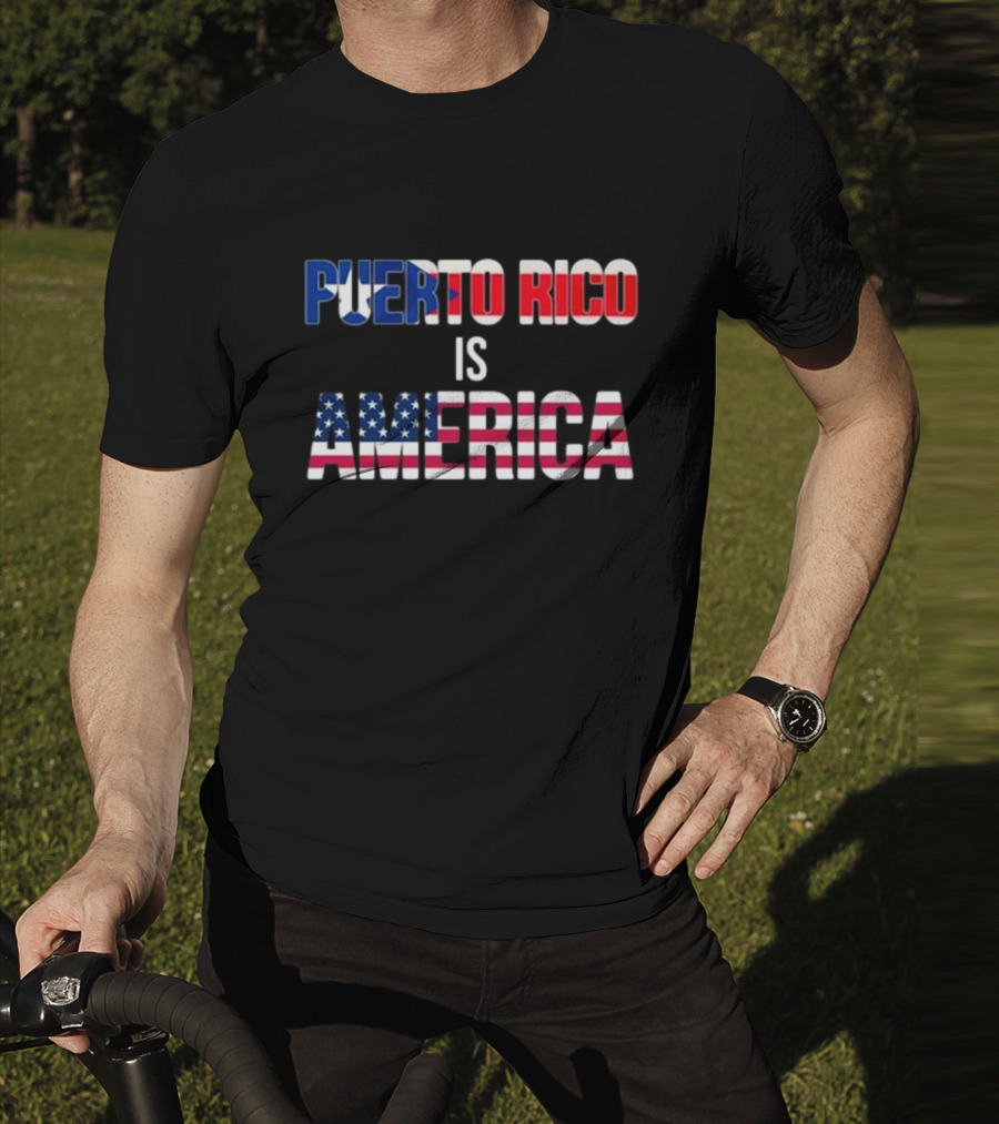 Puerto Rico Is America Flag Colors USA Stars And Stripes T-Shirt