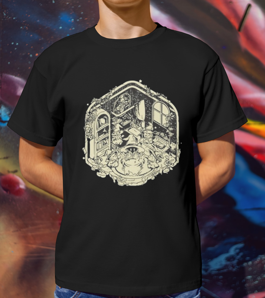 Mage’s Midnight Brew Enchanted Wizard Gathering In Mystical Study Room T-Shirt