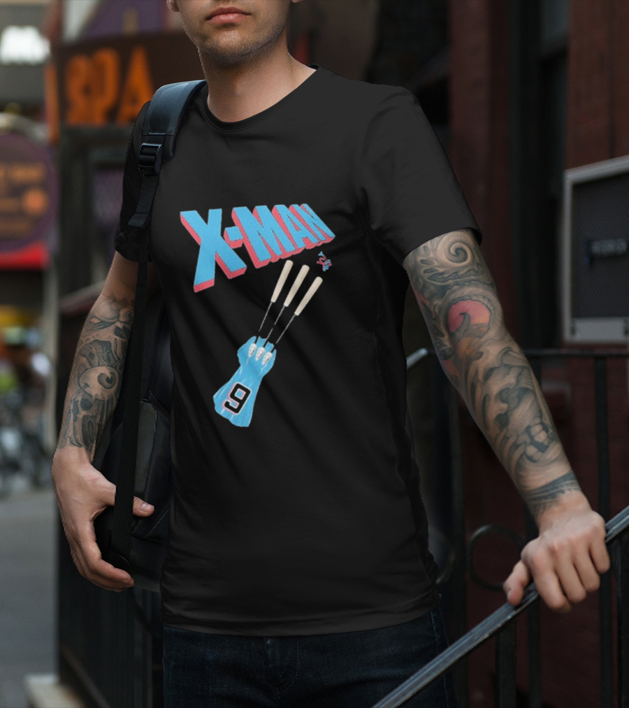X-Man Miami Marlins Baseball Number 9 Batting Glove T-Shirt