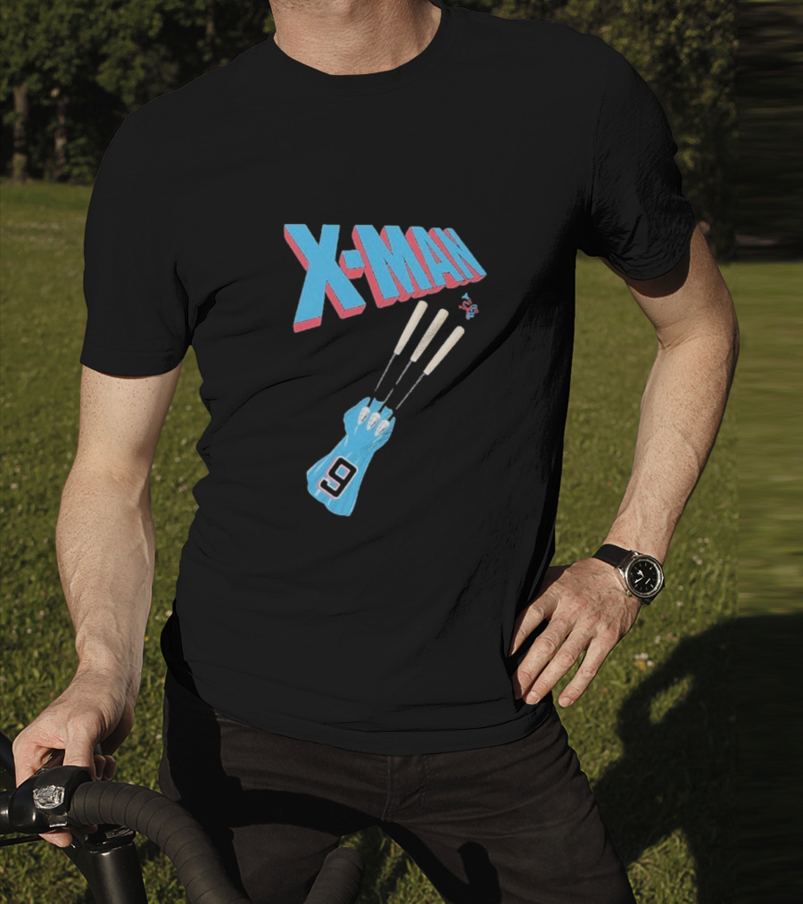 X-Man Miami Marlins Baseball Number 9 Batting Glove T-Shirt